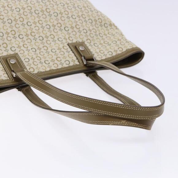 CELINE C Macadam Canvas Tote Bag Khaki Silver - Picture 7 of 13